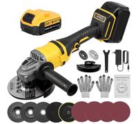 wowspeed Meuleuse d'angle Sans Fil, 21V Disqueuse Sans Fil avec 1 Batteries de 500 mAh, Ø disque 125 mm, Profondeur de Coupe de 45 mm, pour Pierre, Métal, Béton et Carrelage