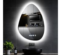 wowspeed Miroirs de Salle de Bain avec lumière LED 70 x 50 cm, Miroir de Salle de Bain avec lumière réglable de 3 Couleurs, Fonction Anti-buée, réglage de la luminosité, Interrupteur Tactile, Miroir