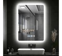 wowspeed Miroirs de Salle de Bain avec lumière LED 70 x 50 cm, Miroir de Salle de Bain avec lumière réglable de 3 Couleurs, Fonction Anti-buée, réglage de la luminosité, Interrupteur Tactile, Miroir