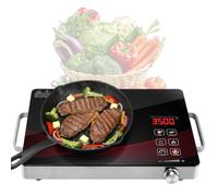 wowspeed Plaque de cuisson vitrocéramique, à induction, 1 plaque de 3500 W, plaque de cuisson portable de 20 cm, 4 méthodes de cuisson, minuterie de 3 heures, réglage en continu, commande tactile, 220