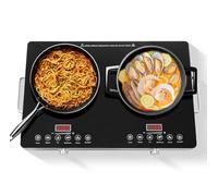 wowspeed Plaque vitrocéramique, 2 foyers 3500W, plaque à induction, plaque portable 20cm, 4 modes de cuisson, minuterie 3 heures, réglage continu, commandes tactiles, 220 V