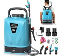 wowspeed Pulvérisateur à pression sans fil 12 l - Pulvérisateur électrique à pression avec 6 buses de brume, chargeur et tige télescopique, pulvérisateur réglable pour plantes - Pour protection des