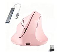 Wowssyo Ergonomique Souris Verticale avec écran, 3 Modes [Bluetooth 5.3, 2,4 GHz, Filaire], Souris sans Fil Rechargeable, 800/1200/1600/2400/4800 DPI, PC/Mac - Rose