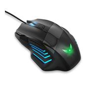 Wowssyo Souris de jeu filaire silencieuse avec éclairage RVB, souris filaire USB avec boutons latéraux et bouton feu, 4 niveaux DPI 800-2400, souris d'ordinateur ergonomique pour gamer, ordinateur
