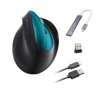 Wowssyo Souris sans Fil Ergonomique 3 Modes [Bluetooth 5.2, 2,4 G, Filaire] Souris Verticale sans Fil Rechargeable 1200/1600/2400/3200/6400/9600 DPI, Batterie Rechargeable, 6 Boutons, PC/Mac Vert