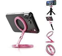 Wowssyo Support magnétique double face pour téléphone portable, anneau rotatif à 360° avec fonction pliable, équipé d'un filetage de 1/4" pour trépied, compatible avec iPhone 12 à 17 et Android