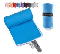 Wowtowelz Serviette compacte en microfibre, pour voyage, sport, fitness, plage, légère et à séchage rapide, bleu, 180 x 110 cm