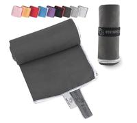 Wowtowelz Serviette compacte en microfibre, pour voyage, sport, fitness, plage, légère et à séchage rapide, gris foncé, 180 x 110 cm