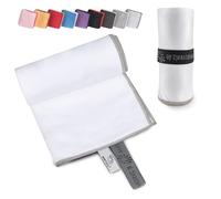 Wowtowelz Serviette compacte en microfibre, serviette de voyage, de sport, de plage, légère et à séchage rapide, blanche, 90 x 60 cm