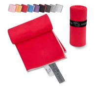 Wowtowelz Serviette compacte en microfibre, serviette de voyage, de sport, de plage, légère et à séchage rapide, rouge, 145 x 70 cm