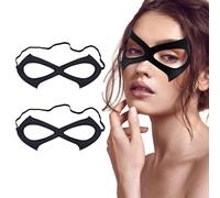 woxafo Lot de 2 masques de chat noirs pour les yeux de chat - En cuir - Demi-masque de super-héros pour femme - Costume d'Halloween - Accessoires de cosplay