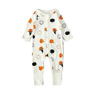 WOXIHUAN Nouveau NéE Halloween Ensemble BéBé GarçOn Fille Animé Barboteuse à Manches Longues Combinaison Costume Halloween Bebe Citrouille Imprimé Combinaisons Enfant Combinaison Pyjama 0-24 Mois