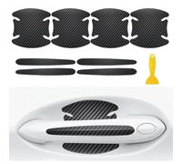 WOXJENA Autocollants Voiture Extérieur, Film de Protection Universel en Fibre de Carbone, Anti-Rayures pour Poigné Porte Voiture, Convient à la Plupart des Poignés Porte Voiture, 8 PCS