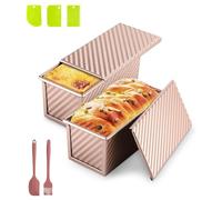 Woxovo 7 PCS Ensemble de Moule Pain de Mie, Moule a Brioche Matérial Antiadhésif, Moule a Pain de Mie Avec Couvercle en or Rose, Adapté à la Fabrication de Toasts et de Sandwich au Gâteau