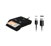 Woxter Lecteur DNI électronique avec connexion type C - DNI électronique intelligent, DNI 3.0 et 4.0, type C, compatible avec PC et Mac, comprend adaptateur type C vers USB A. Couleur noire