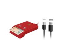 Woxter Lecteur DNI électronique avec connexion type C - DNI électronique intelligent, DNI 3.0 et 4.0, type C, compatible avec PC et Mac, avec adaptateur type C vers USB A. Couleur rouge
