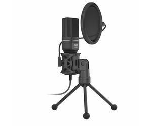 Woxter Mic Studio 60 - Microphone Cardioïde, Trépied Inclus, Connexion USB, Compatible avec Youtube, Skype, Twitch