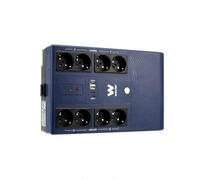 Woxter Multibase UPS 800 VA/480 W - Système d'alimentation sans Interruption, 8 Prises Schuko, 4 Ports USB, Bleu