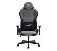 Woxter Stinger StationTitan Dark Chaise de gaming de bureau (gamer, axe acier, levage au gaz, tissu anti-taches, ergonomique, accoudoirs, hauteur et incl. réglable, mousse, racing et coussin lombaire)