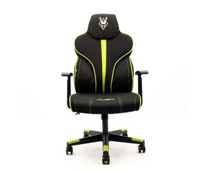 WOXTER STINING STININGER ALIEN V2.0 Green - Chaise de jeux (essieu en acier, levage (piston à gaz 4), accoudoirs ergonomiques, matelassés, hauteur réglable, roues anti-promenade et coussin lombaire)