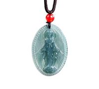 WOYEHFA Collier Vierge Marie En Jade,Avec Médaille En Jadéite,Bijoux De La Vierge De La Foi Pour Femme
