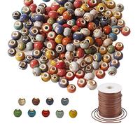 Woyejo 200 Pièces 6mm Perle Ronde pour Bracelet, Perles Rondes de Céramique mit 10m Fils Elastique pour Bracelet, Perles pour Bijoux pour Bricolage, Colliers, Pendentifs