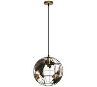 WOYHZXT Lampe à Suspension Globe Carte du Monde Industriel Rétro Abat-Jour en métal Loft Bar Plafond pour Cuisine Salon Restaurants (Noir 20 cm) (Or Rouille 20 cm) (Or Rouille)