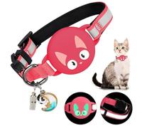 Woyinger Collier réfléchissant pour chat avec clochettes, traqueur GPS caché pour boucle de sécurité Airtag, collier pour chaton, avec étiquette nominative, étanche pour support lumineux AirTag
