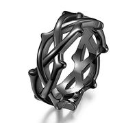 WOYNJI Bague porte-bonheur, couronne d'épine, arbre de vigne en acier inoxydable, pour homme et femme, taille 5 à 13, Métal, Aucune pierre précieuse
