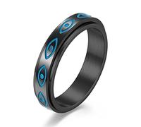 WOYNJI Bague tournante en acier inoxydable pour homme et femme avec œil de Dieu qui voit tous les regards, Métal, Aucune pierre précieuse