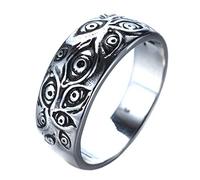 WOYNJI Bague tournante œil de Dieu en acier inoxydable pour homme et femme, Métal, Aucune pierre précieuse