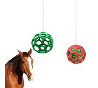 WoYous Lot de 2 balles de friandises pour chevaux, foin suspendu, pour ralentir l'alimentation des chevaux, chèvres, moutons (rouge et vert)