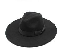 WOYUANSHA Chapeaux Western Chapeaux Fedora De Jazz pour Femmes Couleur Unie À Large Bord avec Nœud Décoratif Casquettes D'Église Élégantes pour Hommes 56-58Cm Noir