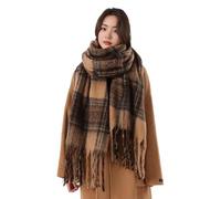 WOYUANSHA Écharpe Foulard Femmes Écharpe Surdimensionné Écharpe À Carreaux pour Les Femmes Châle Wrap Gland Style Élégant Écharpe Chaude pour Dames Marron
