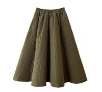 WOYUANSHA Jupe Crayon Courte Midi Longueur Chaud Swing Jupe Élastique Taille Jupes avec Poche Waist60-85Cm Armygreen