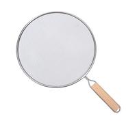 woyufen Couvercle Anti-Éclaboussures pour Cuisine, 25cm Écrans Anti-Projections en Acier Inoxydable avec Poignée en Bois pour Casseroles et Poêles