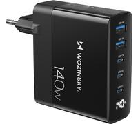 Wozinsky 140W GaN chargeur secteur, 3x USB-C & 2x USB-A, noir