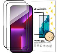 Wozinsky Lot de 2 Films de vitre blindée pleine surface avec cadre Case Friendly pour iPhone 15 Plus - Noir