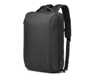 WOZINSKY Sac à dos et sac de qualité supérieure 2 en 1, étanche, pour ordinateur portable 15,6", avec port USB, noir