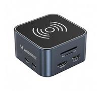 Wozinsky WHBC09Y8S Hub USB-C 12 en 1 avec fonction de charge sans fil en aluminium avec câble de 15 cm - Gris