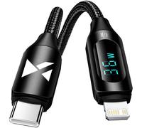 Wozinsky WUCLC2 Câble Lightning vers USB-C avec écran - 36W, 480 Mb/s, 2m, noir - Accessoires pour téléphone