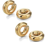 WOZNU 2 Paires Manchette d'Oreille pour Femme Faux Piercing Oreille Réglables Boucles Oreille Sans Trou Ear Cuff Non Piercing Helix Cartilage Boucles d'Oreilles Ensemble Argent avec Boîte, or