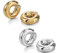 WOZNU 2 Paires Manchette d'Oreille pour Femme Faux Piercing Oreille Réglables Boucles Oreille Sans Trou Ear Cuff Non Piercing Helix Cartilage Boucles d'Oreilles Ensemble Argent avec Boîte