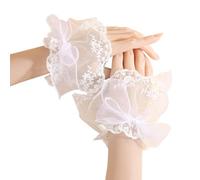 WOZOKI Gants en filet à broderie délicate, White | Tissu ventilé avec un port confortable et sécurisé contre le glissement, adapté femmes pour les mariages, les