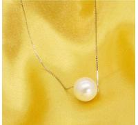 WOZUIMEI 925 Collier en Argent Synthétique Perle Shell Perle Pendentif Collier Simple Et Mode Chaîne de Clavicule Courte Bijoux FémininsArgent 925, 40CM 10mm perle