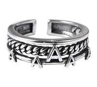 WOZUIMEI Bague Rétro de Style Chinois en Argent Sterling 925 Lettre Vintage une Chaîne Tressée Ouverte Brillante Bague de Mode Unisexe IndexBague tressée lettre