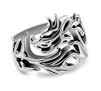 WOZUIMEI Bague Rétro de Style Chinois Pour Homme S925 Bague Ajustable de Style Ethnique avec Totem de Dragon Rouge en Argent ThaïlandaisTrompette 18-21#
