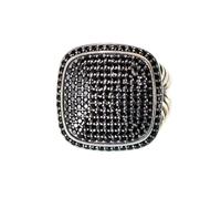 WOZUIMEI Bague Rétro de Style Chinois S925 Argent Personnalité Mode Précision Carré Zircon Tressé Bague Bague Femmenoir, 60