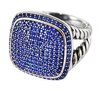 WOZUIMEI Bague Rétro de Style Chinois S925 Argent Personnalité Mode Précision Carré Zircon Tressé Bague Bague Femmebleu, 54