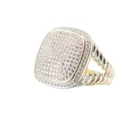 WOZUIMEI Bague Rétro de Style Chinois S925 Argent Personnalité Mode Précision Carré Zircon Tressé Bague Bague Femmeblanc, 54